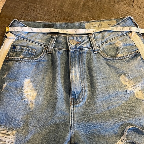 Distressed Blue Jeans with White Stripes CANAL - Picture 8 of 9